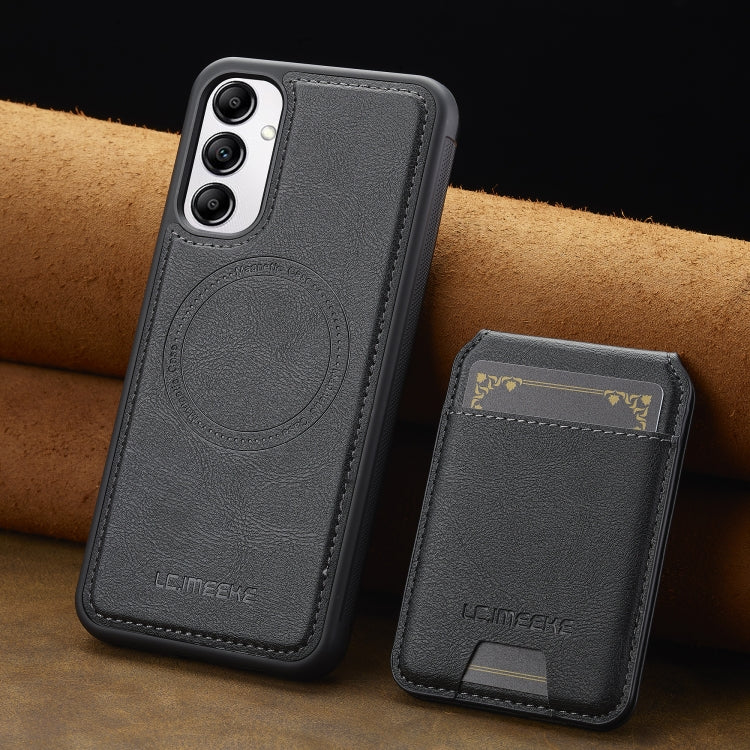For Samsung Galaxy A14 5G / 4G LC.IMEEKE L3 Series Detachable RFID Card Bag Magsafe Phone Case(Black)