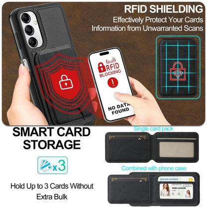For Samsung Galaxy A14 5G / 4G LC.IMEEKE L3 Series Detachable RFID Card Bag Magsafe Phone Case(Black)