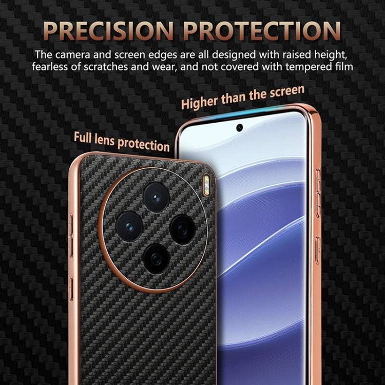 For vivo X200 AZNS Electroplated Edge Carbon Fiber Texture Phone Case(Black)