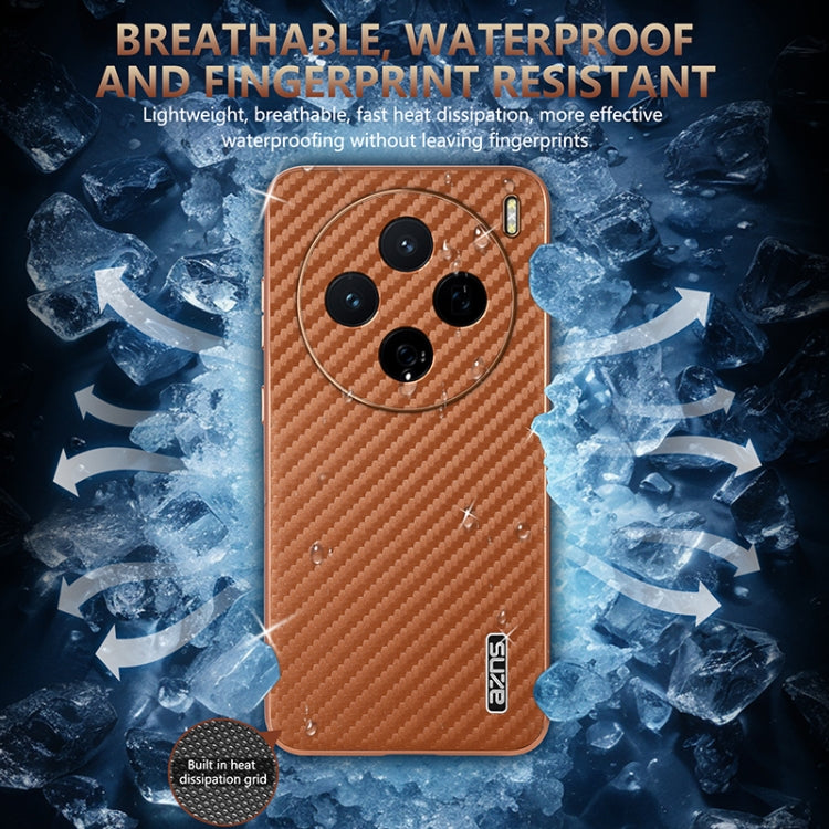 For vivo X200 AZNS Electroplated Edge Carbon Fiber Texture Phone Case(Black)