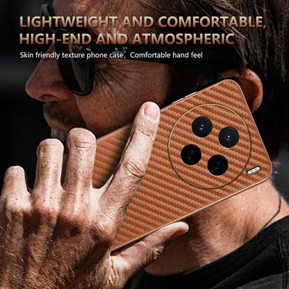 For vivo X200 AZNS Electroplated Edge Carbon Fiber Texture Phone Case(Black)