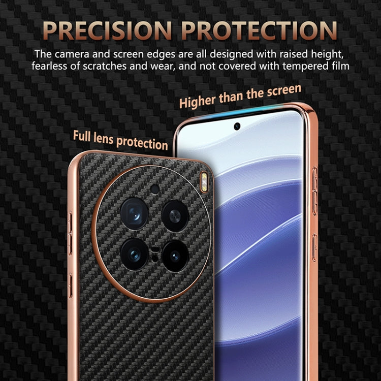 For vivo X200 Pro AZNS Electroplated Edge Carbon Fiber Texture Phone Case(Blue)
