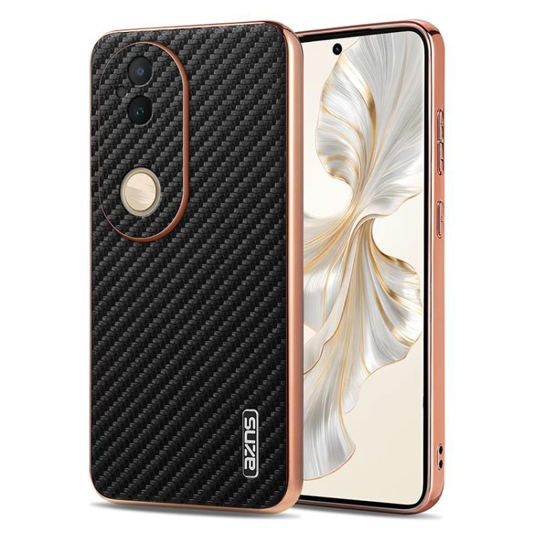 For vivo S20 AZNS Electroplated Edge Carbon Fiber Texture Phone Case(Black)