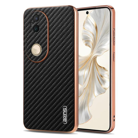 For vivo S20 AZNS Electroplated Edge Carbon Fiber Texture Phone Case(Black)