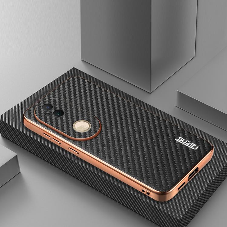 For vivo S20 AZNS Electroplated Edge Carbon Fiber Texture Phone Case(Black)