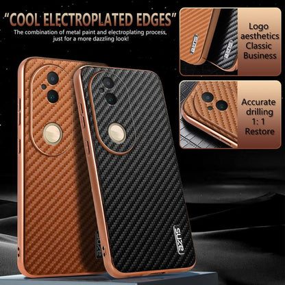 For vivo S20 AZNS Electroplated Edge Carbon Fiber Texture Phone Case(Black)