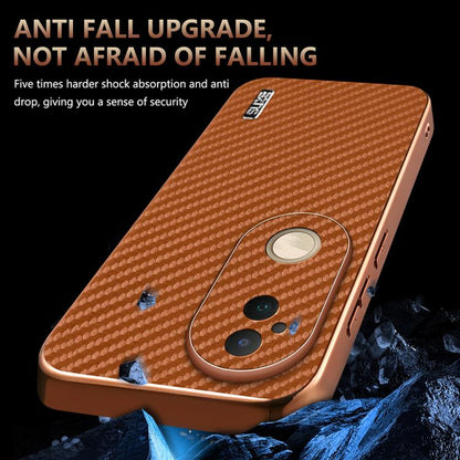 For vivo S20 AZNS Electroplated Edge Carbon Fiber Texture Phone Case(Black)