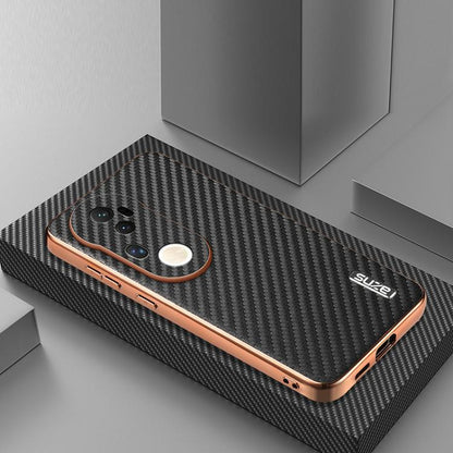 Pour étui de téléphone vivo S20 Pro AZNS à bord galvanisé et texture en fibre de carbone (noir)