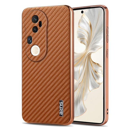For vivo S20 Pro AZNS Electroplated Edge Carbon Fiber Texture Phone Case(Brown)