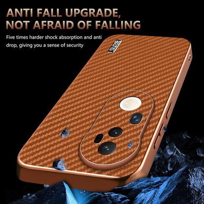 For vivo S20 Pro AZNS Electroplated Edge Carbon Fiber Texture Phone Case(Brown)
