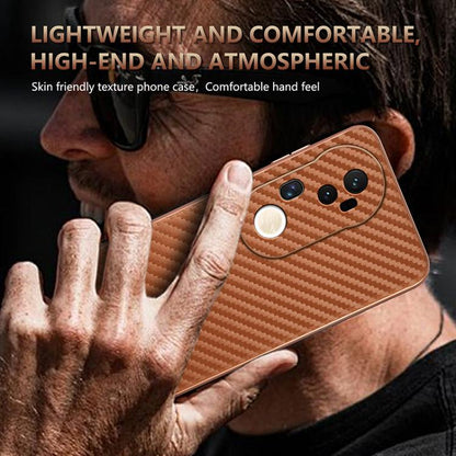 For vivo S20 Pro AZNS Electroplated Edge Carbon Fiber Texture Phone Case(Brown)