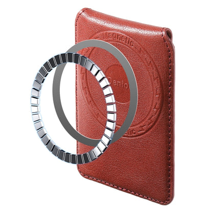 Denior V14 MagSafe Magnetic Phone Genuine Leather Card Sleeve(Brown)