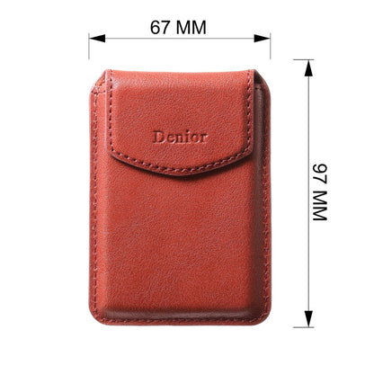 Denior V14 MagSafe Magnetic Phone Genuine Leather Card Sleeve(Brown)