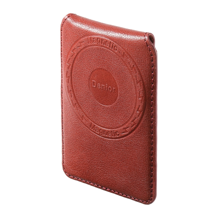 Denior V14 MagSafe Magnetic Phone Genuine Leather Card Sleeve(Brown)