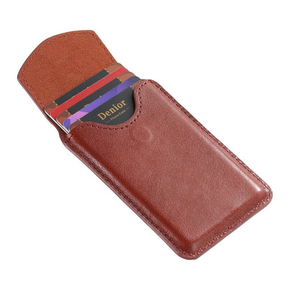 Denior V14 MagSafe Magnetic Phone Genuine Leather Card Sleeve(Brown)