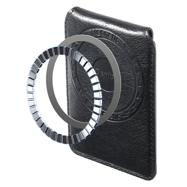 Denior V14 MagSafe Magnetic Phone Genuine Leather Card Sleeve(Black)