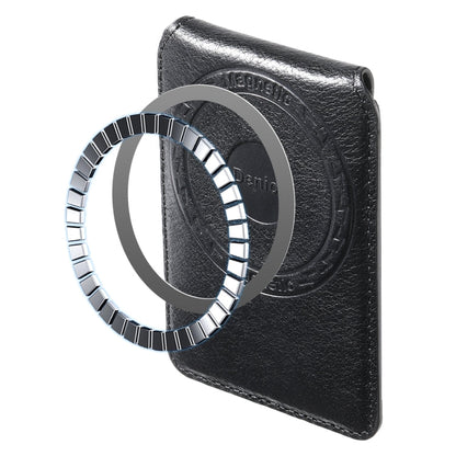 Denior V14 MagSafe Magnetic Phone Genuine Leather Card Sleeve(Black)