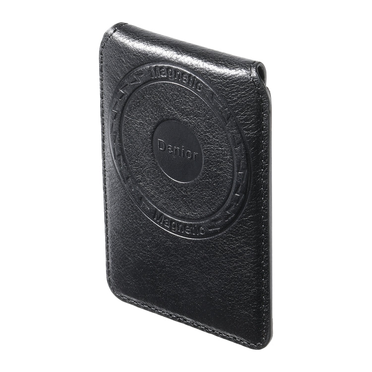 Denior V14 MagSafe Magnetic Phone Genuine Leather Card Sleeve(Black)