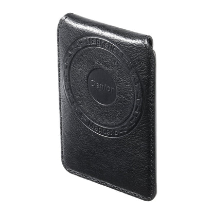 Denior V14 MagSafe Magnetic Phone Genuine Leather Card Sleeve(Black)
