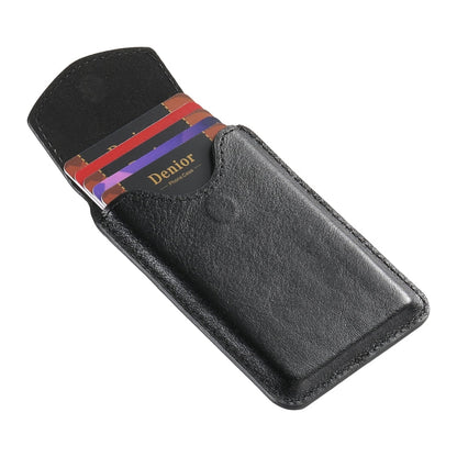 Denior V14 MagSafe Magnetic Phone Genuine Leather Card Sleeve(Black)