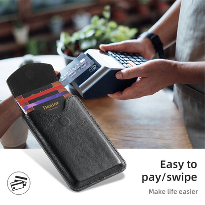 Denior V14 MagSafe Magnetic Phone Genuine Leather Card Sleeve(Black)