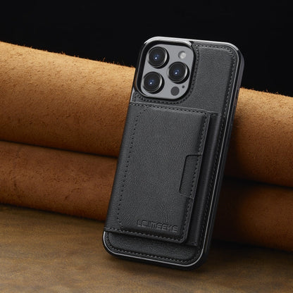 For iPhone 16 Pro Max LC.IMEEKE L5 Series Detachable RFID Card Bag Magsafe Phone Case(Black)