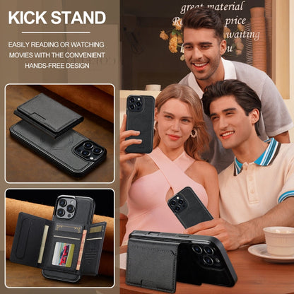 For iPhone 16 Pro Max LC.IMEEKE L5 Series Detachable RFID Card Bag Magsafe Phone Case(Black)