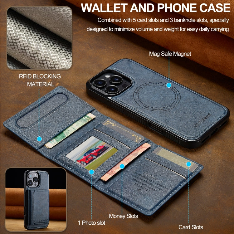 For iPhone 16 Pro Max LC.IMEEKE L5 Series Detachable RFID Card Bag Magsafe Phone Case(Blue)