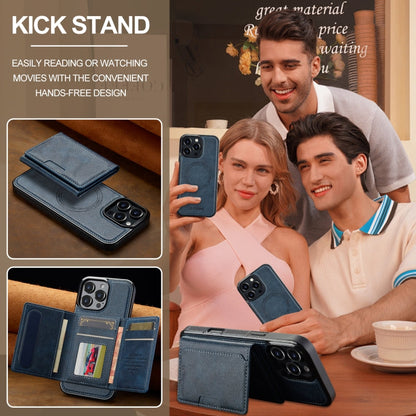 For iPhone 16 Pro Max LC.IMEEKE L5 Series Detachable RFID Card Bag Magsafe Phone Case(Blue)