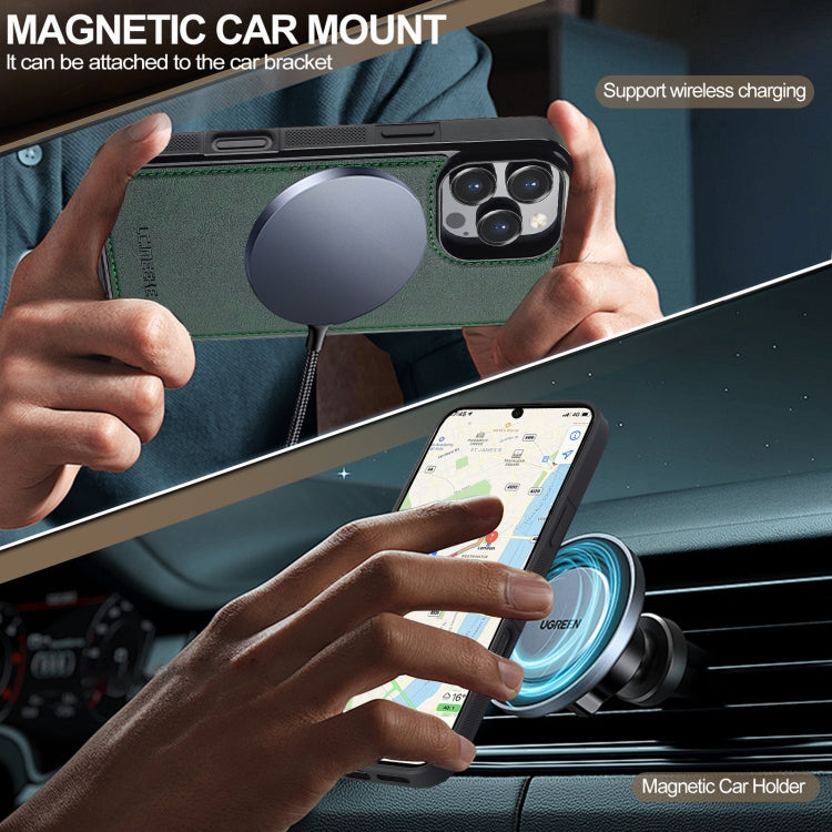 For iPhone 16 Pro Max LC.IMEEKE L5 Series Detachable RFID Card Bag Magsafe Phone Case(Green)