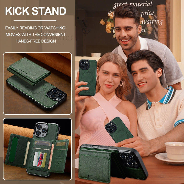 For iPhone 16 Pro Max LC.IMEEKE L5 Series Detachable RFID Card Bag Magsafe Phone Case(Green)