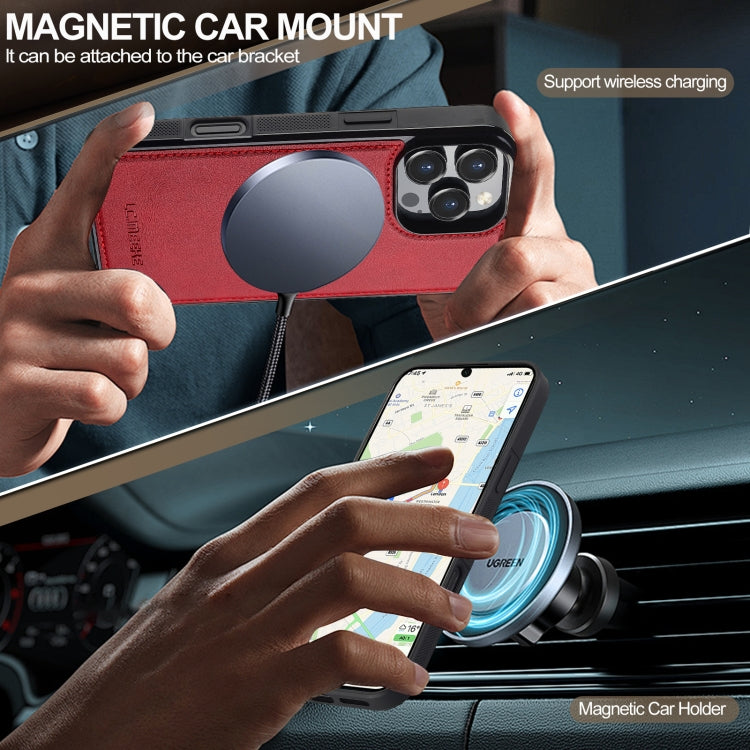 For iPhone 16 Pro Max LC.IMEEKE L5 Series Detachable RFID Card Bag Magsafe Phone Case(Red)