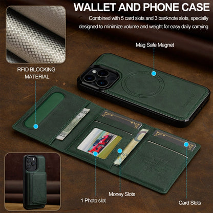 For iPhone 16 Pro LC.IMEEKE L5 Series Detachable RFID Card Bag Magsafe Phone Case(Green)