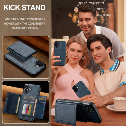 For iPhone 16 LC.IMEEKE L5 Series Detachable RFID Card Bag Magsafe Phone Case(Blue)