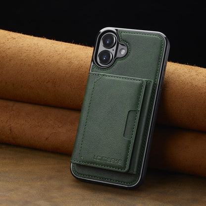 For iPhone 16 LC.IMEEKE L5 Series Detachable RFID Card Bag Magsafe Phone Case(Green)