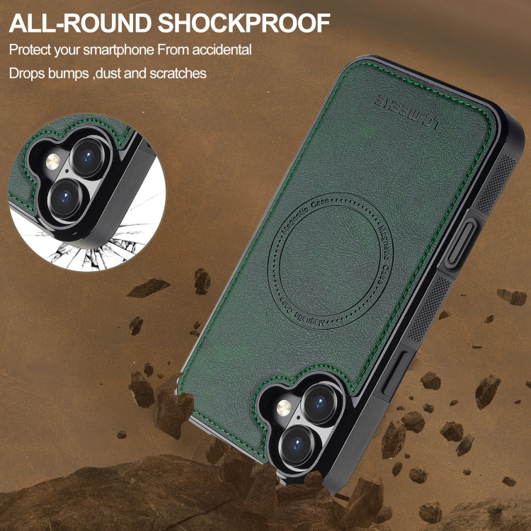 For iPhone 16 LC.IMEEKE L5 Series Detachable RFID Card Bag Magsafe Phone Case(Green)