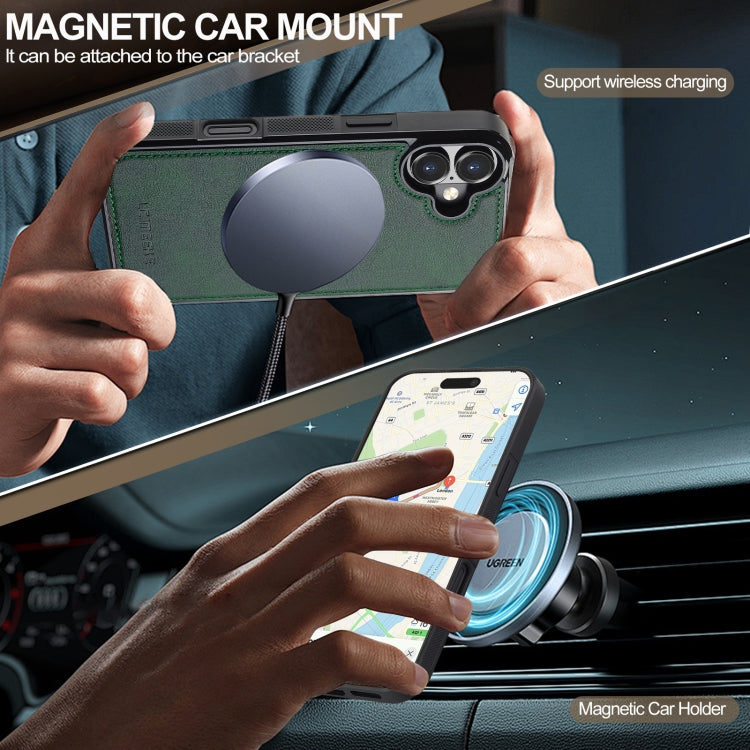 For iPhone 16 LC.IMEEKE L5 Series Detachable RFID Card Bag Magsafe Phone Case(Green)