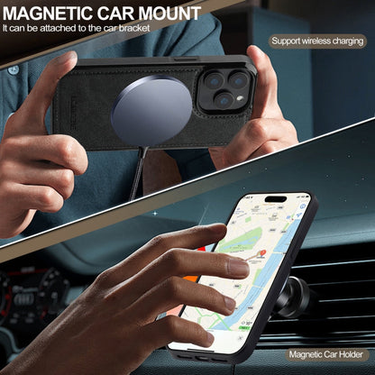 For iPhone 15 Pro Max LC.IMEEKE L5 Series Detachable RFID Card Bag Magsafe Phone Case(Black)