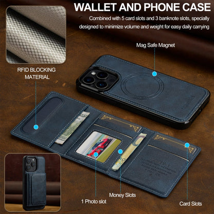 For iPhone 15 Pro Max LC.IMEEKE L5 Series Detachable RFID Card Bag Magsafe Phone Case(Blue)