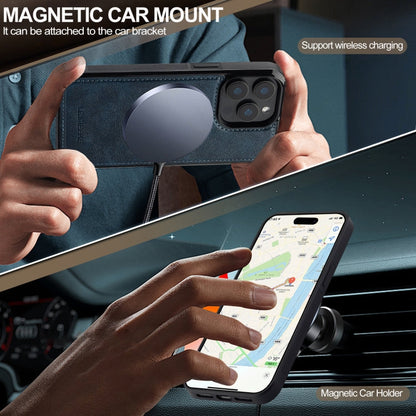 For iPhone 15 Pro Max LC.IMEEKE L5 Series Detachable RFID Card Bag Magsafe Phone Case(Blue)