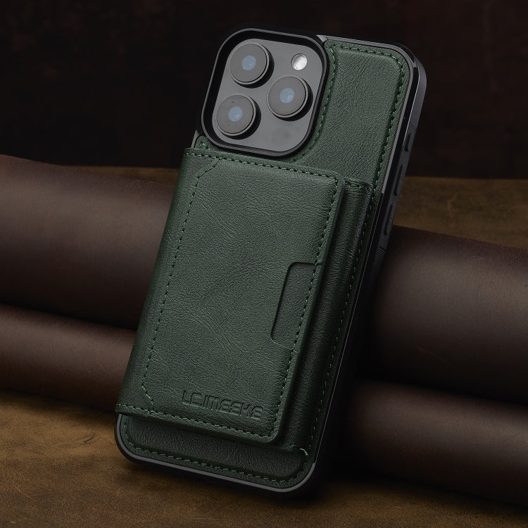 For iPhone 15 Pro LC.IMEEKE L5 Series Detachable RFID Card Bag Magsafe Phone Case(Green)