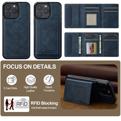 For iPhone 14 Pro Max LC.IMEEKE L5 Series Detachable RFID Card Bag Magsafe Phone Case(Blue)