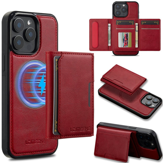 Pour iPhone 14 Pro Max LC.IMEEKE L5 Series Étui de téléphone Magsafe détachable avec porte-cartes RFID (rouge)
