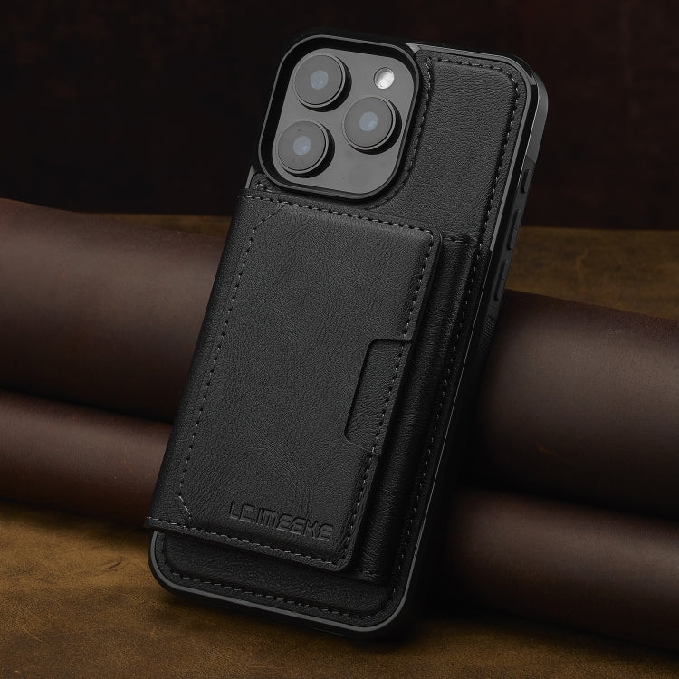For iPhone 14 Pro LC.IMEEKE L5 Series Detachable RFID Card Bag Magsafe Phone Case(Black)