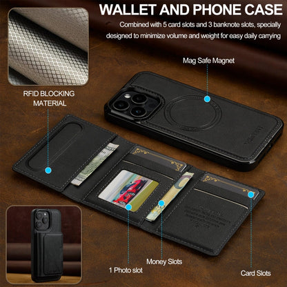 For iPhone 14 Pro LC.IMEEKE L5 Series Detachable RFID Card Bag Magsafe Phone Case(Black)
