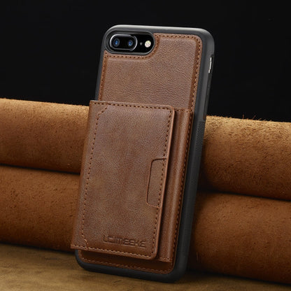 For iPhone 17e / 16e LC.IMEEKE L5 Series Detachable RFID Card Bag Magsafe Phone Case(Brown)