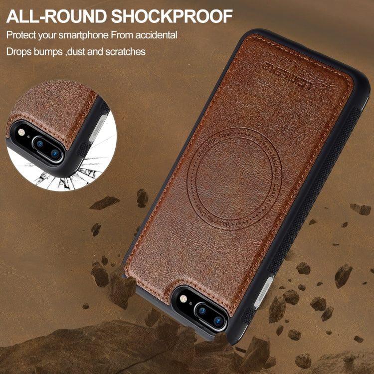 For iPhone 17e / 16e LC.IMEEKE L5 Series Detachable RFID Card Bag Magsafe Phone Case(Brown)