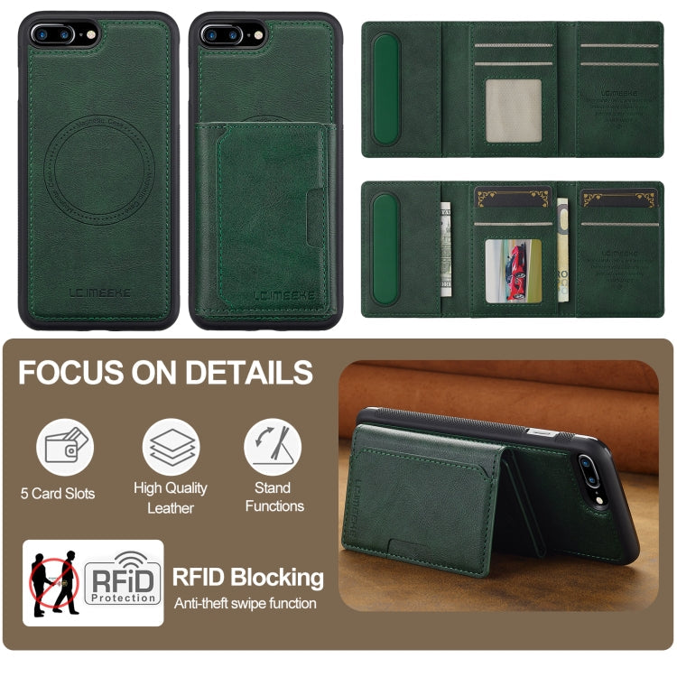 For iPhone 17e / 16e LC.IMEEKE L5 Series Detachable RFID Card Bag Magsafe Phone Case(Green)