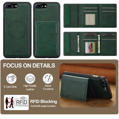 For iPhone 17e / 16e LC.IMEEKE L5 Series Detachable RFID Card Bag Magsafe Phone Case(Green)