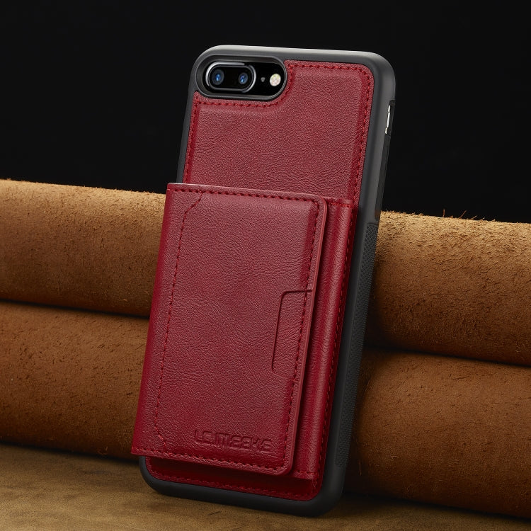 For iPhone 17e / 16e LC.IMEEKE L5 Series Detachable RFID Card Bag Magsafe Phone Case(Red)